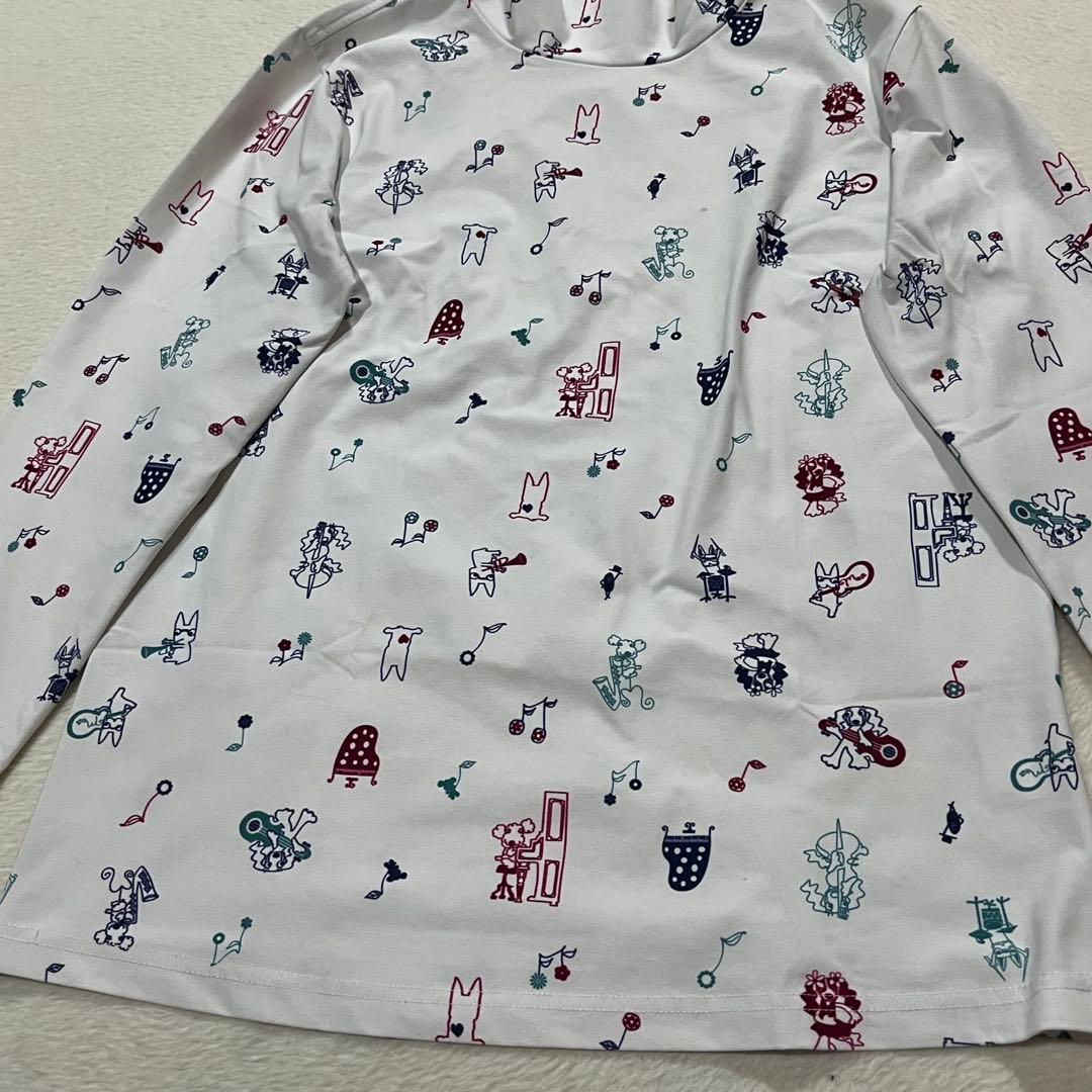 t1978 【mu sports】　ゴルフウェア　総柄　ハイネック　スポーツ　白