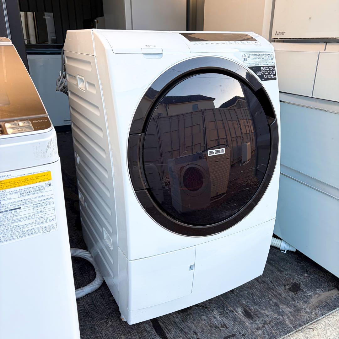 運搬取付無料！大容量！純正日立のホワイト・スマート電気乾燥洗濯機！完動品・超美品