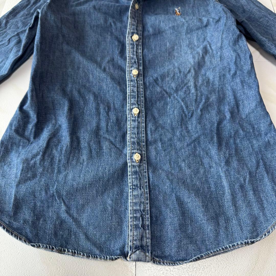 ラルフローレン デニムシャツ ダンガリー マルチポニー 刺繍 インディゴ M
