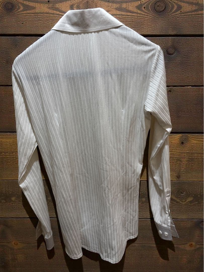 社交ダンスgentil HOMME M長袖シャツ リブ伸縮オフ白