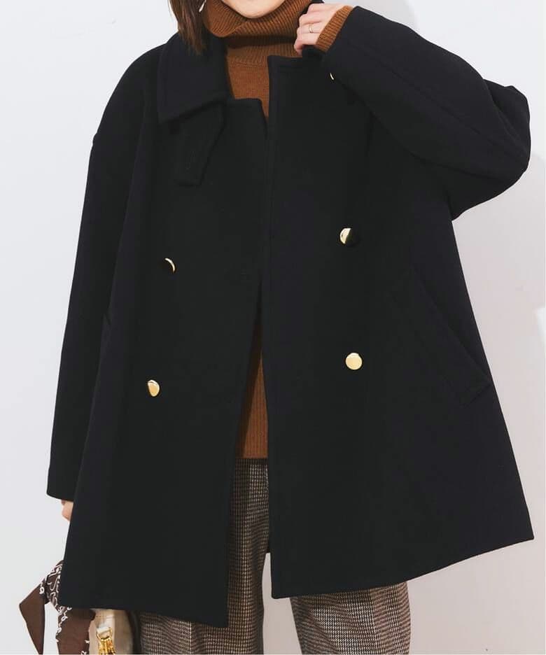 レサージュ SUPER120 ステンカラーショートコート ブラック