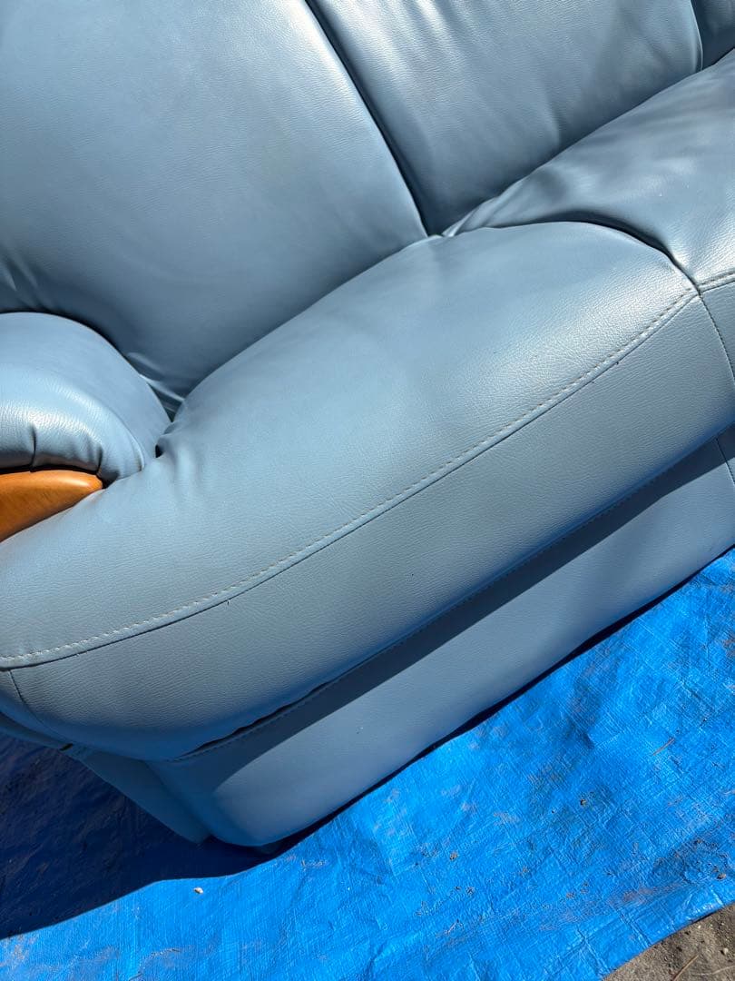 3人掛け　ソファー　ブルー　中古　引取り限定