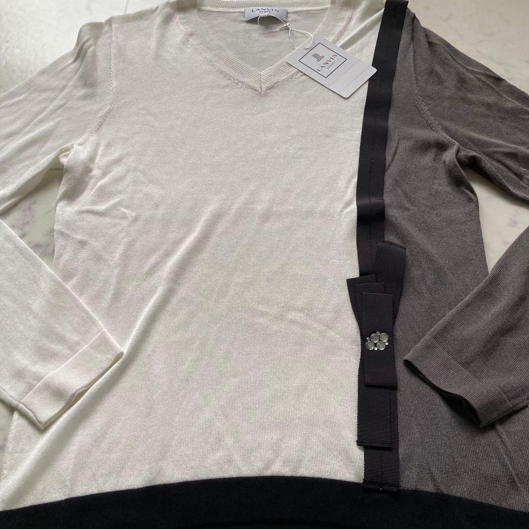 定価38500円【新品】レディース38ランバンスポール リボン付きニット