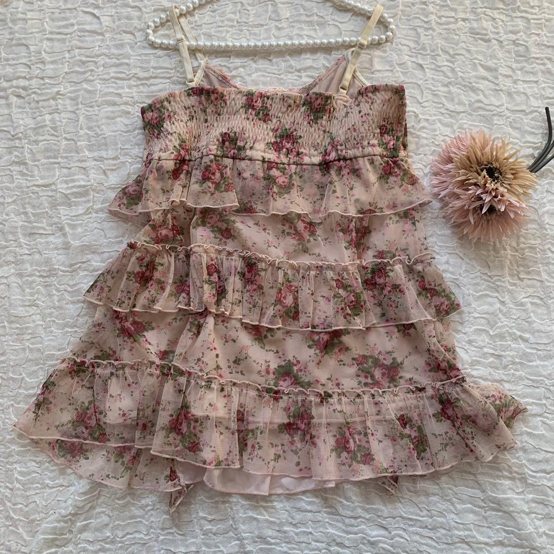 アクシーズファム　花柄キャミソール　フリル　レース　M