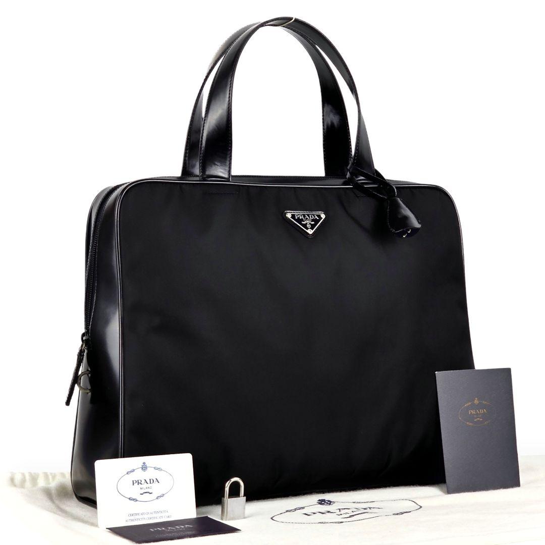 美品 プラダ 三角ロゴ テスート レザー ビジネスバッグ トートバッグ