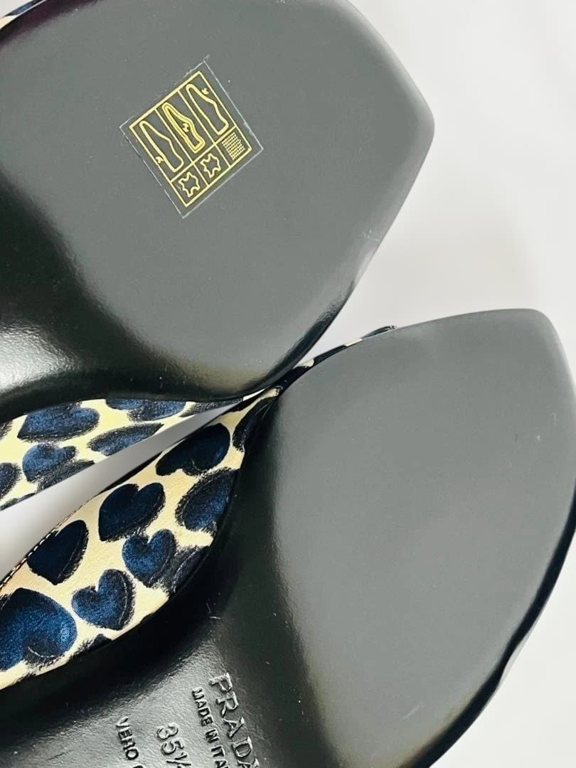 ◆未使用 PRADA プラダ ハート×ドット柄 リボン ミュール