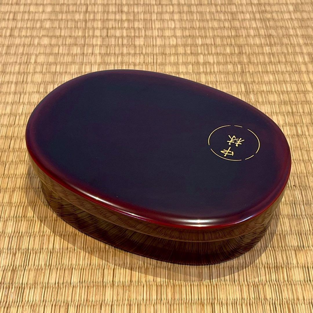 輪島塗 角藤漆器店謹製 溜塗小判型弁当箱 10客 共箱