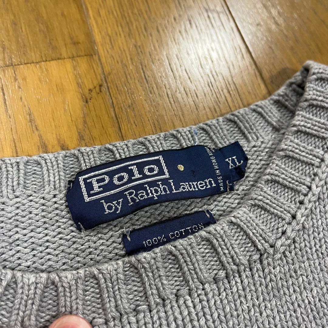 【期間限定】美品　ポロ　ラルフローレン コットンニット セーター グレー XL