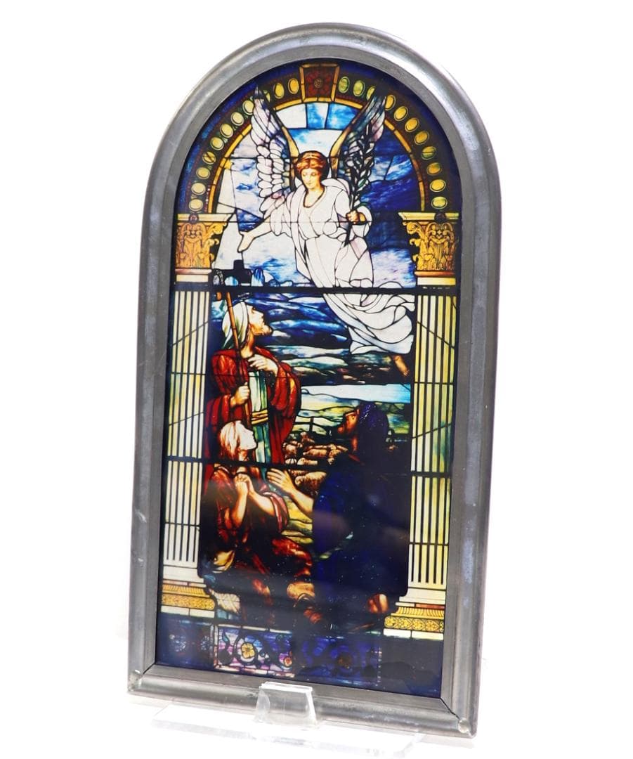 守護天使と宣教師 ヴィンテージ・ステンドグラス アメリカ製 教会 マリア
