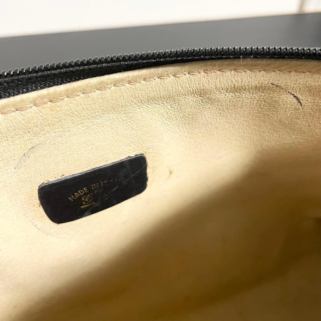 GUCCI グッチ マイクロGG柄 レザー×キャンバス ショルダーバッグ 黒色