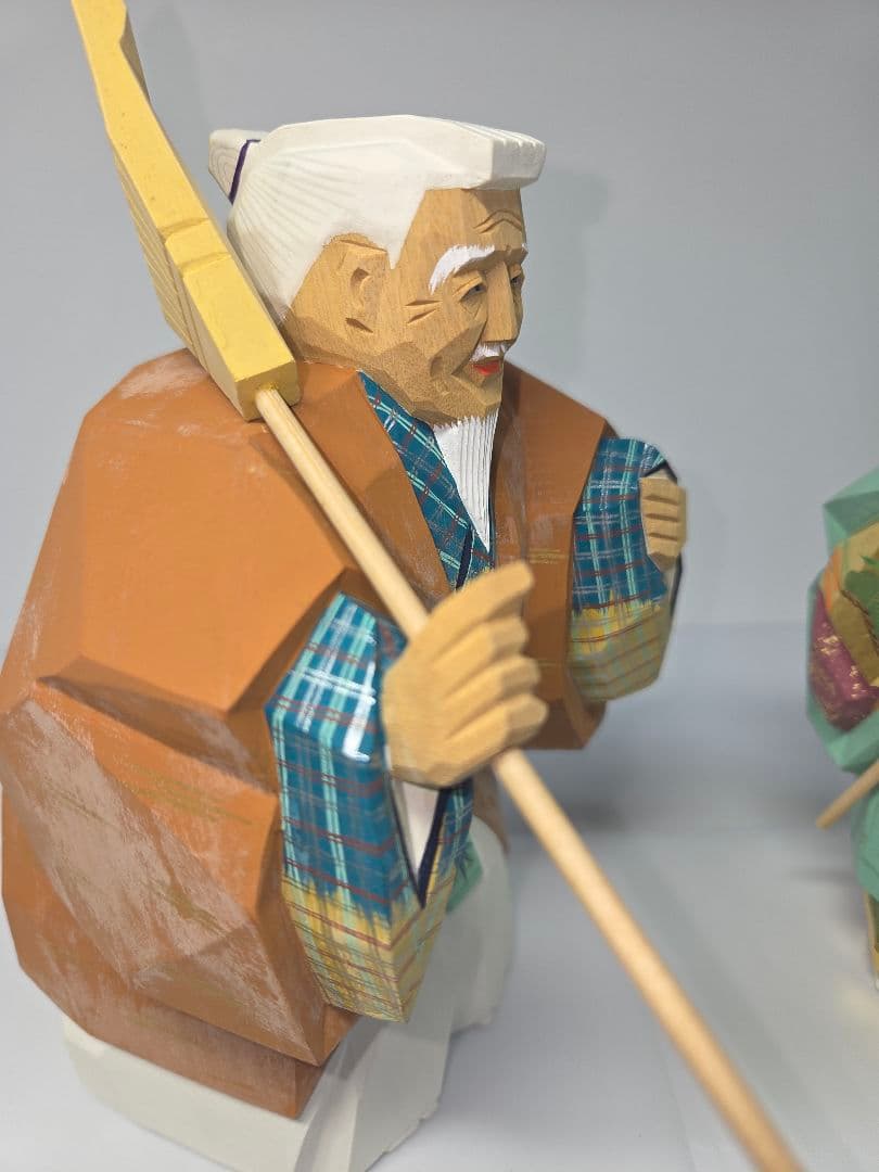 高砂　奈良一刀彫　人形　木工　金箔　松園