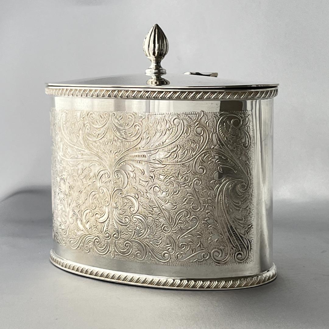 【英国】チェイシングの素晴らしいティーキャディー【シルバープレート】