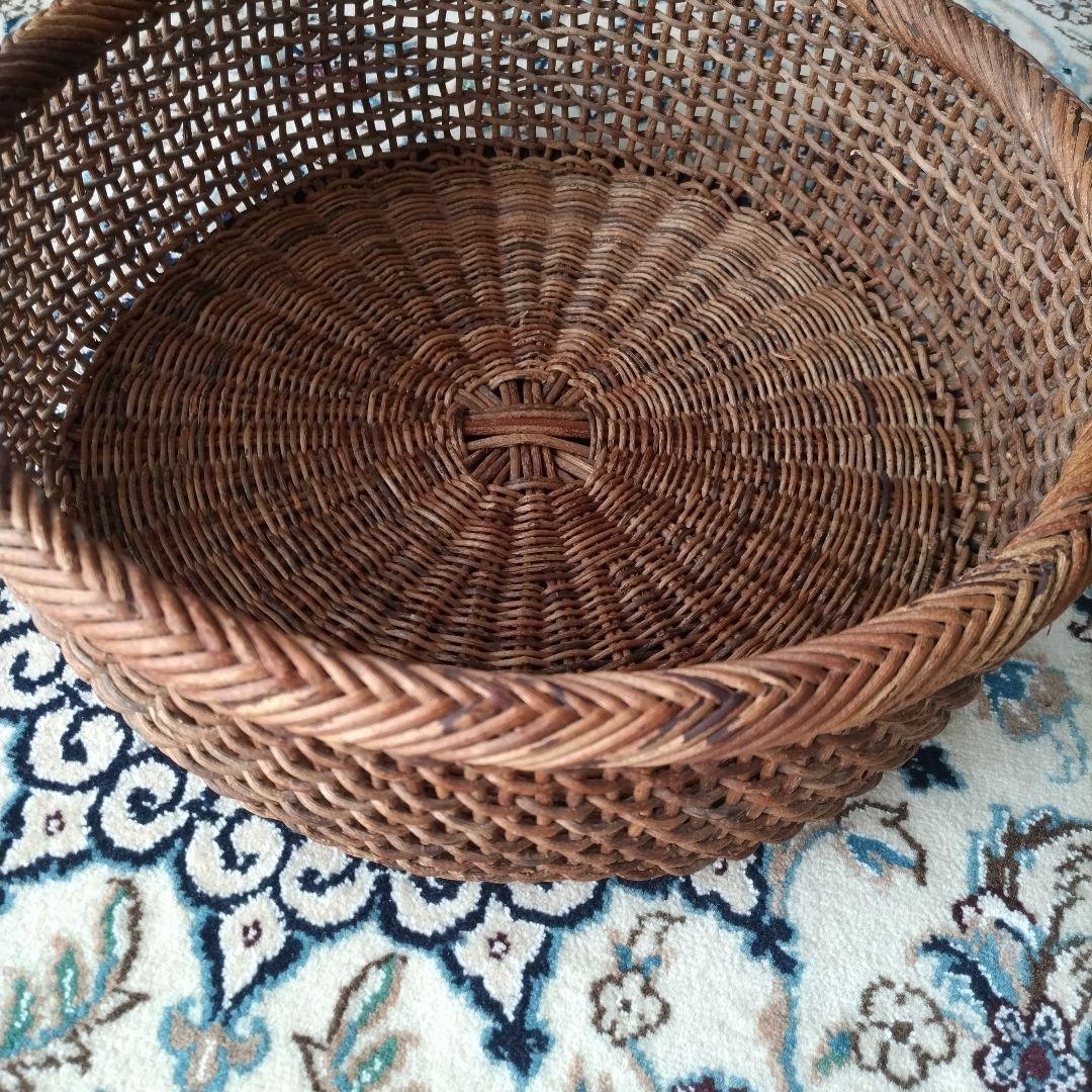 あけび こだし編み 丸型 籠 ランドリーバスケット 大型