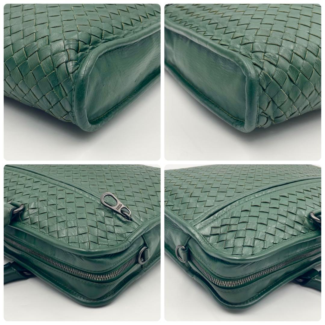 【美品】ボッテガ イントレチャート2way ビジネスバッグ希少色グリーンA4可