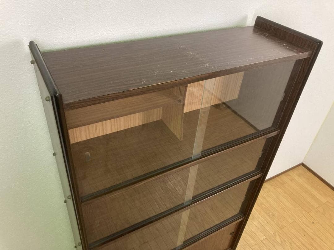 3面ガラス 昭和レトロ おしゃれ 飾り棚 コレクションボックス ショーケース