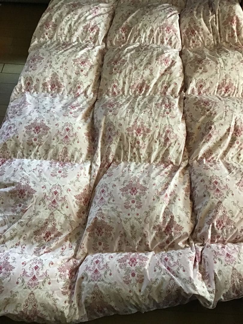 西川リビング 花柄 羽毛掛け布団 ピンク(シングル)