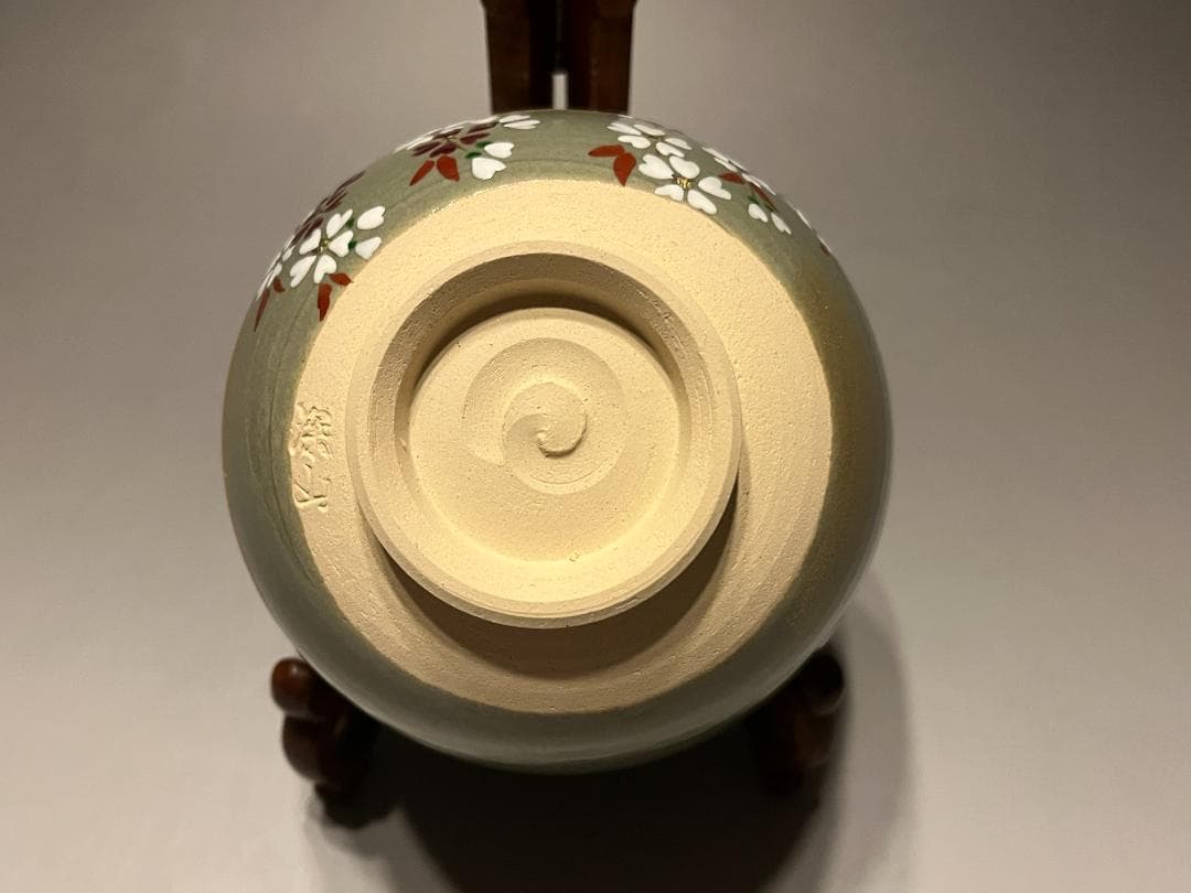 東山深山　紅白しだれ桜　色絵　茶碗　茶道具　他2点