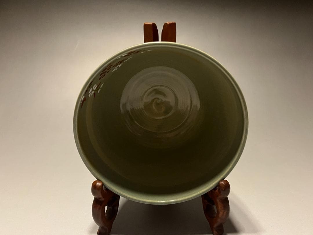 東山深山　紅白しだれ桜　色絵　茶碗　茶道具　他2点