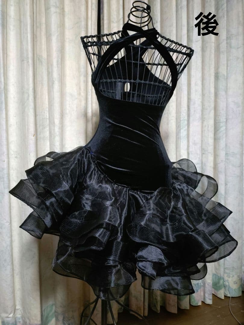 Neon Dancer ベルベット生地ラテンワンピースドレス(XSサイズ)