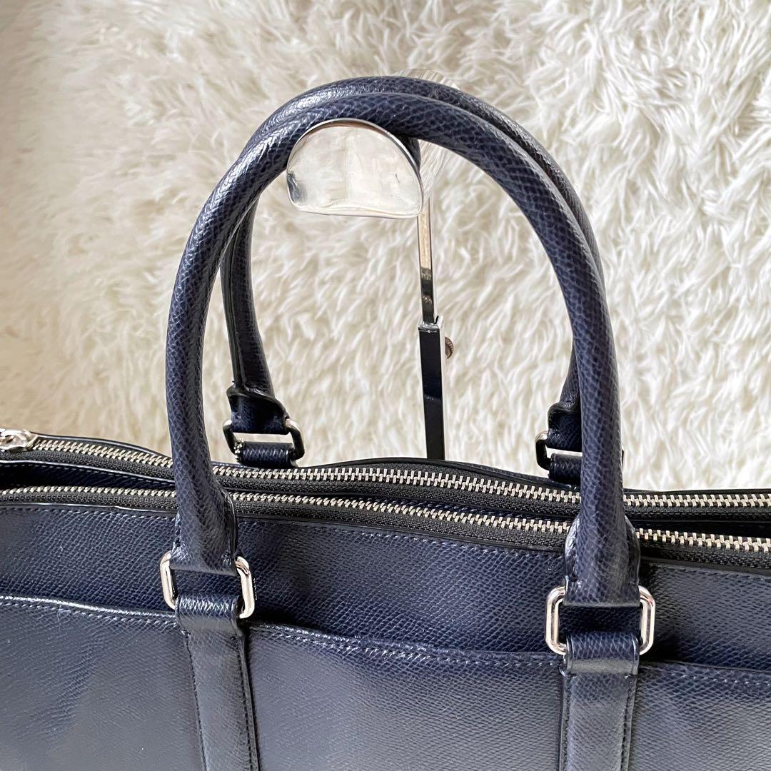 COACHコーチ 2wayレザービジネスバッグネイビー肩掛け可能A4収納可能