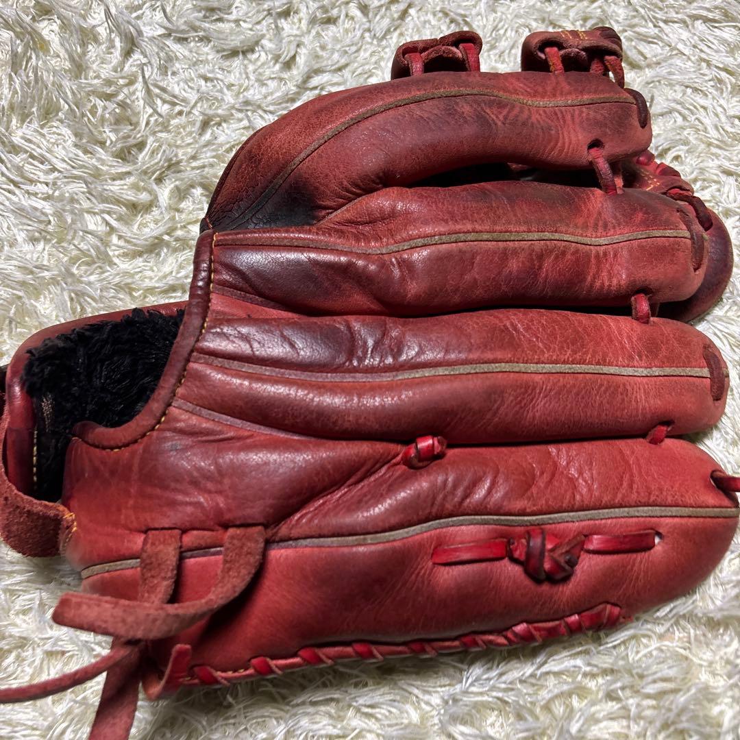 美津和 ミツワタイガー 少年軟式 野球グローブ 左投げ 赤 レッド 小指2本入可