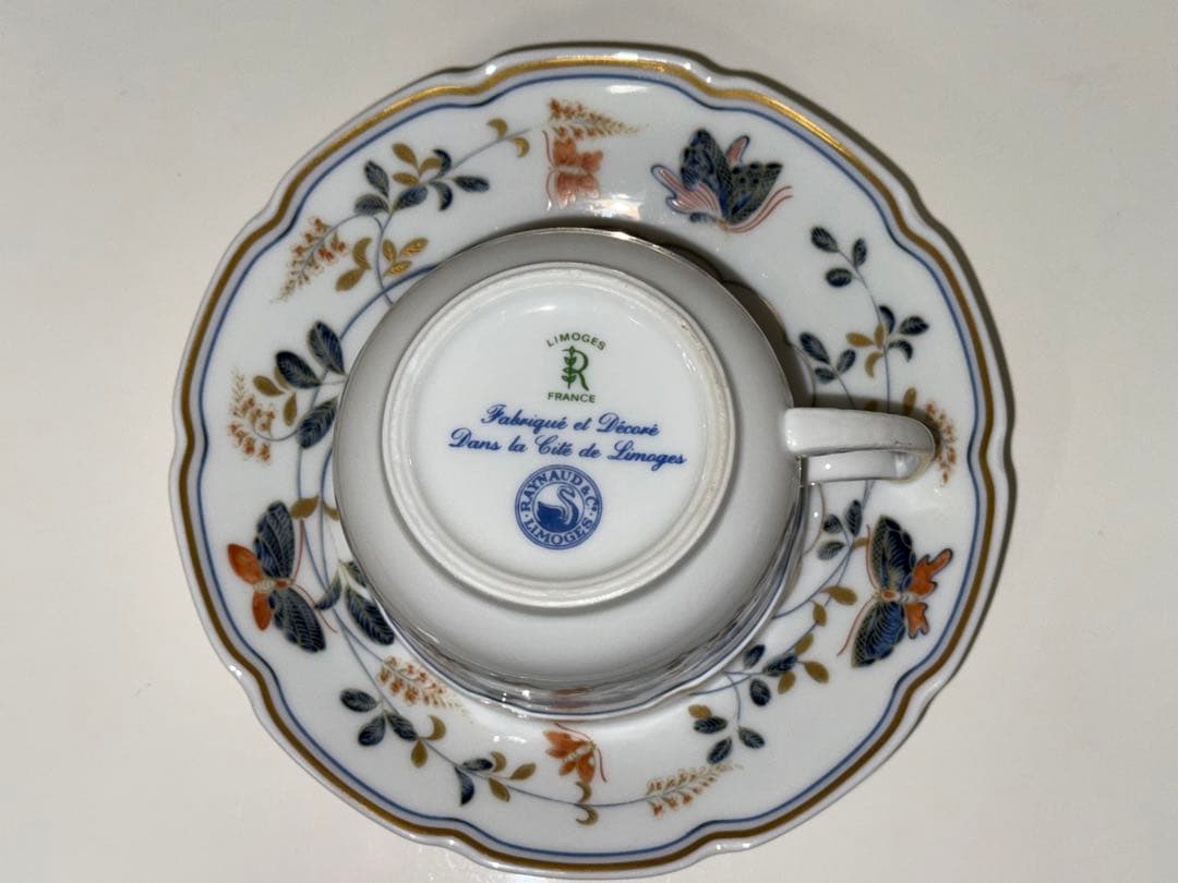 Limoges リモージュ RAYNAUD レイノー 金彩蝶と花文　セット