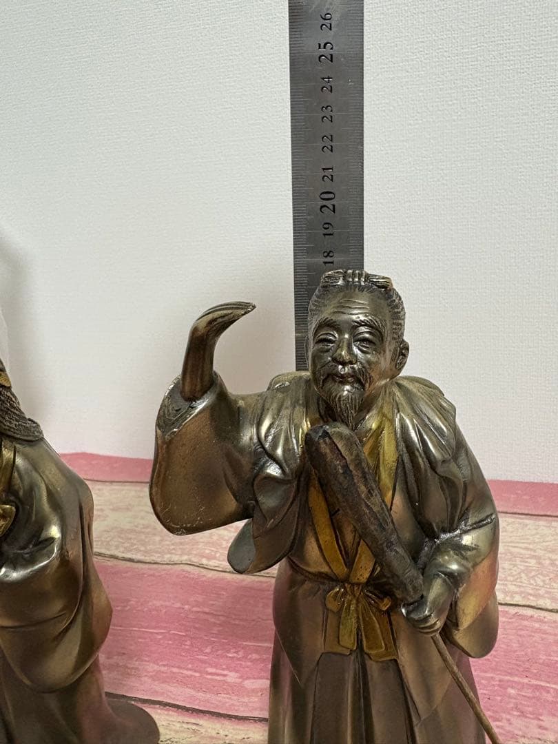 極上 和彫高砂 日本の伝統的金属製人形 置物