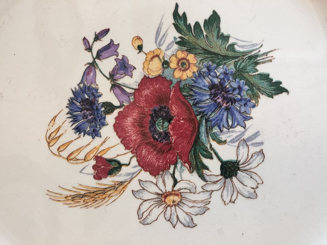 アンティーク　フランス　サルグミンヌ　アグレスト　花柄　大皿　34cm