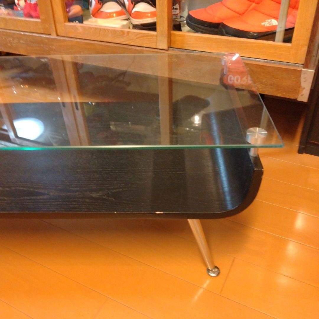 ミッドセンチュリー スペースエイジ プライウッド センターテーブル ガラス