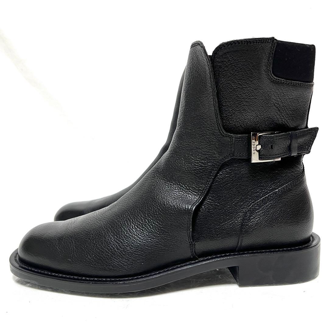 ★美品★GUCCI グッチ★レザーショートブーツ★40.5(25.5cm)★黒★