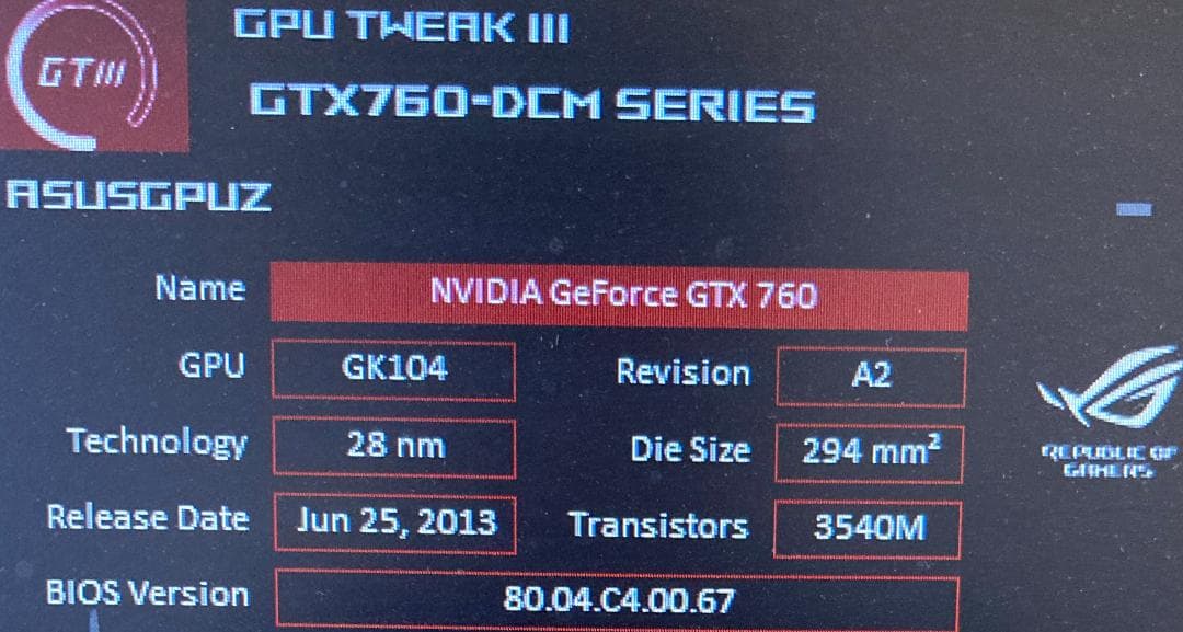 ASUS GeForce GTX 760＋マザボ、CPU、メモリ、CPUクーラー