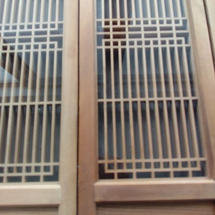 ガラス入り格子ミニ屏風 ついたて 昭和レトロ