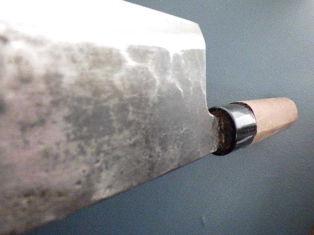 正本★槌目鍛造出刃包丁★㊨片刃研ぎ済み★オールド正本/昭和★