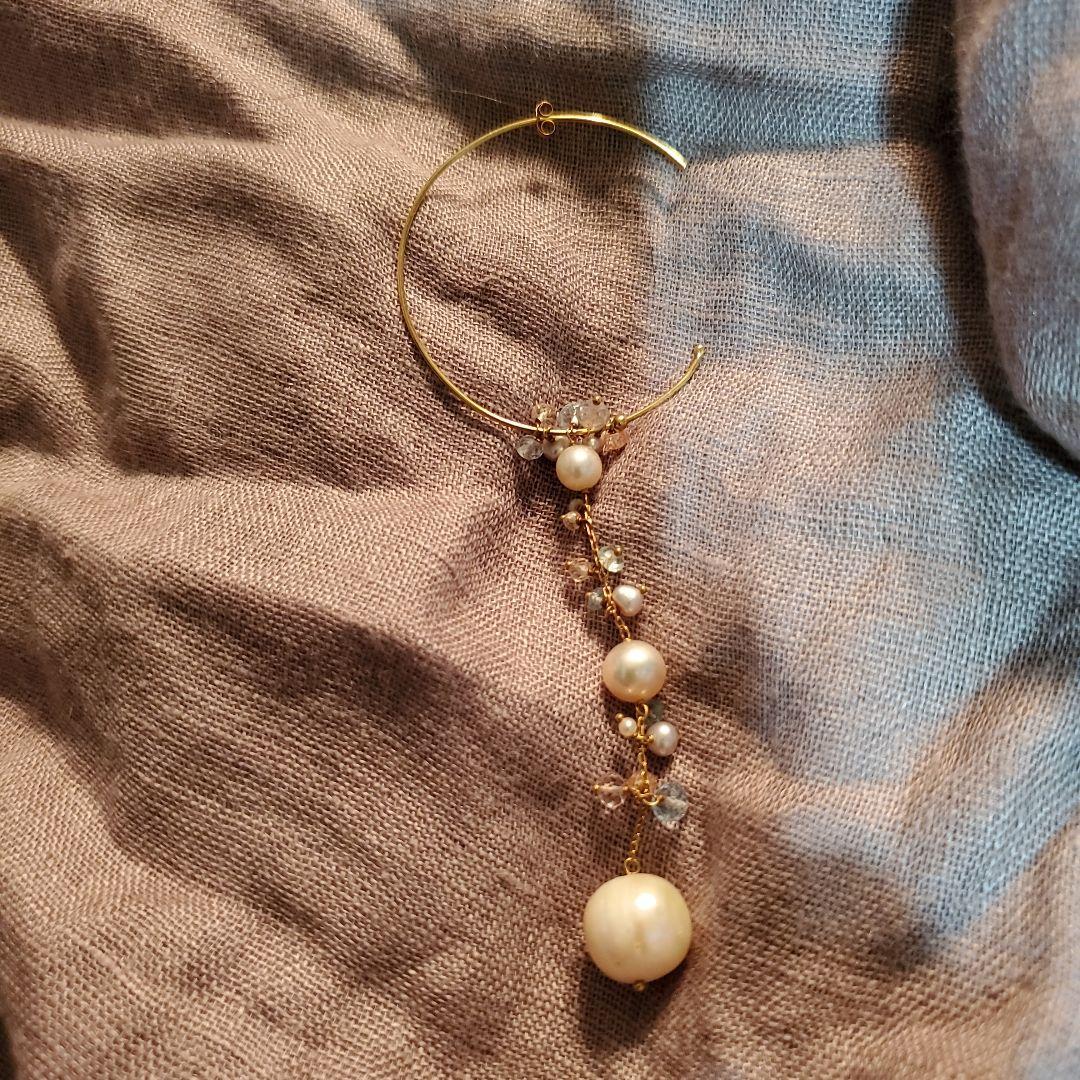 SWEETPEA スイートピーパール付きフープピアス(片耳用)2way最終価格❗