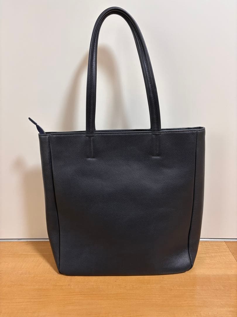 SHIPS レザートートバッグ A4収納可 ネイビー