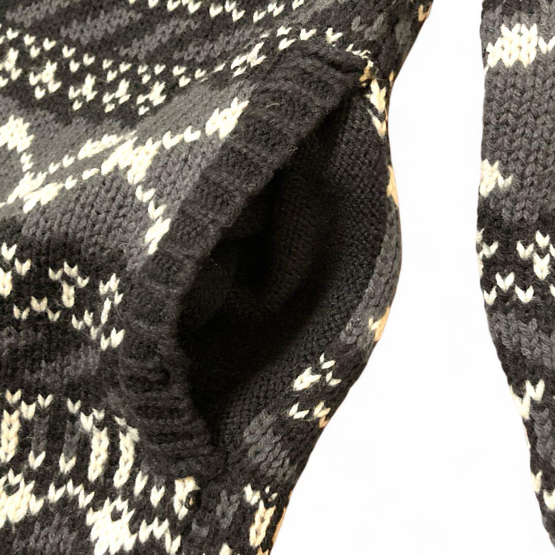 VANSON スカル カウチンセーター ジップアップニット カーディガン XL