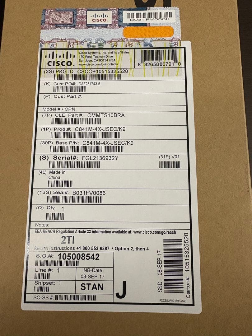 の*き様 Cisco C841M-4X-JSEC/K9 ネットワーク機器　3個