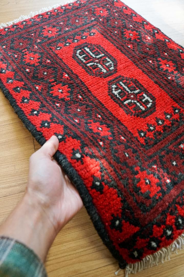 67×48cm トルクメン ボハララグ 手織り絨毯 トライバルラグ ヴィンテージ