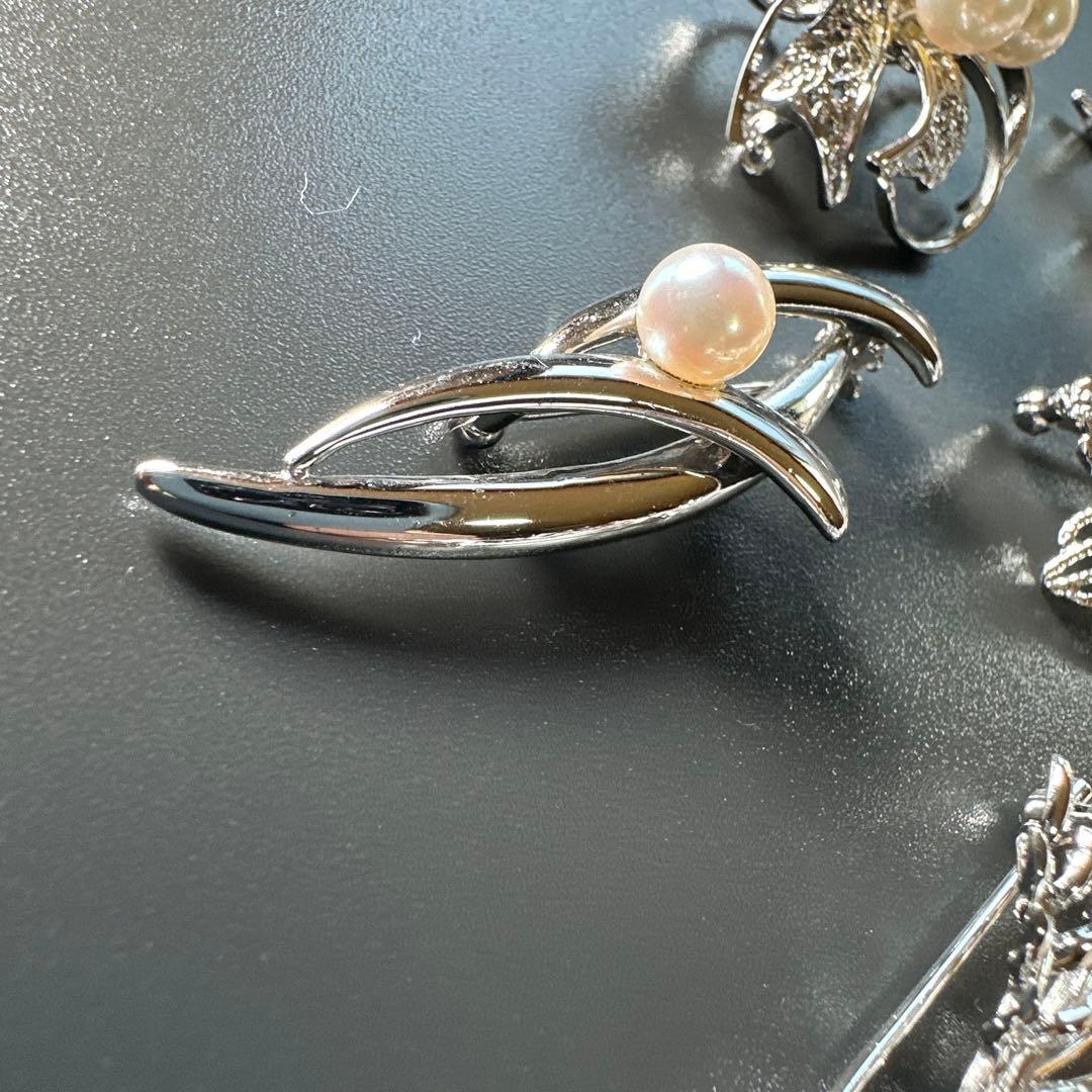 【vintage】田崎真珠含む　シルバー製　パールブローチ　6点　まとめ売り