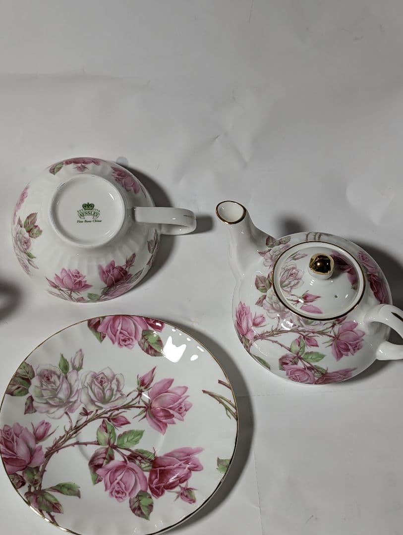 （i!!）aynsley ポット＆カップ＆ソーサーエリザベスローズピンク