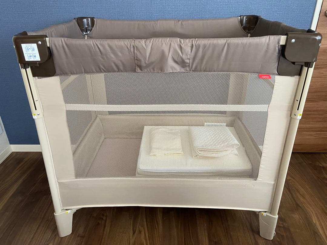 敷布団付き★Aprica折り畳みミニベビーベッド ココネルエアーココアブラウン