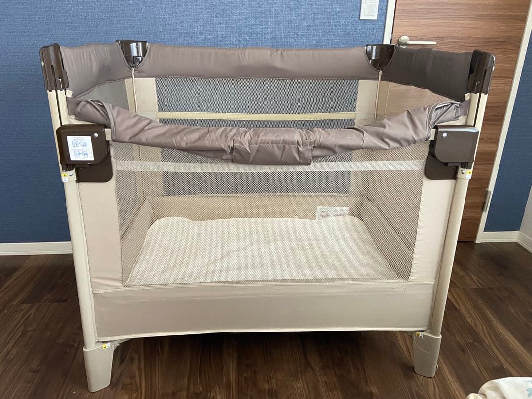 敷布団付き★Aprica折り畳みミニベビーベッド ココネルエアーココアブラウン