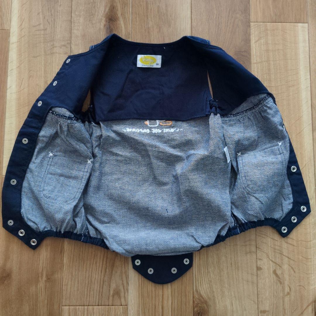 90サイズ　ピングー＆ピンガ ＆ロビフード付きシャツ・デニムカバーオール・靴下