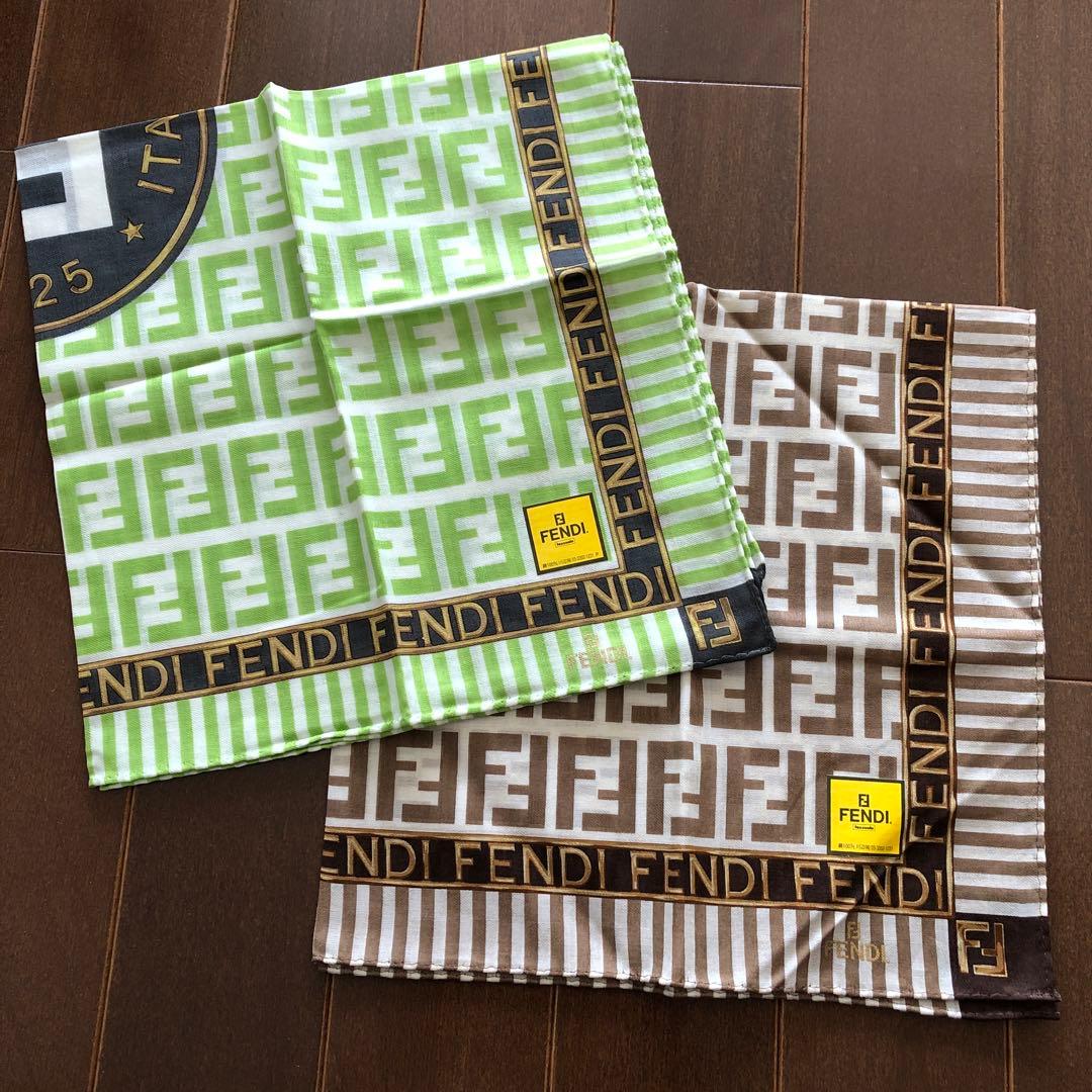 未使用　FENDI ハンカチ2枚セット　ズッカ　総柄　フェンディ