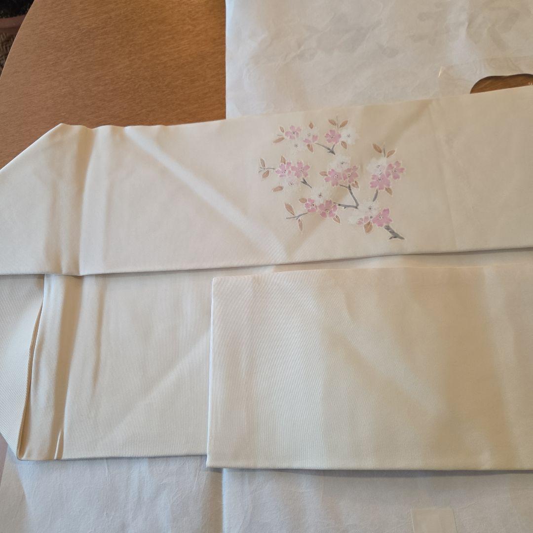 美品✨新品　未使用　桜　作家物　 正絹　八寸名古屋帯　　たとう紙付