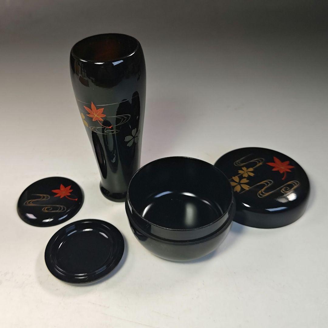 イ793 茶箱『茶箱一式　棗　振出　茶碗　香合　漆塗箱』茶道具