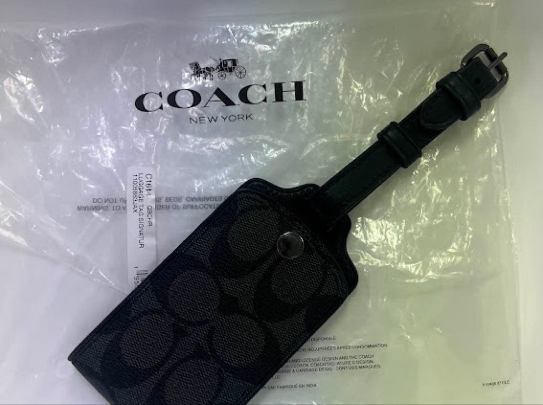 ☆正規品☆コーチ COACH ネームタグ シグネチャー ラゲッジタグ チャコール