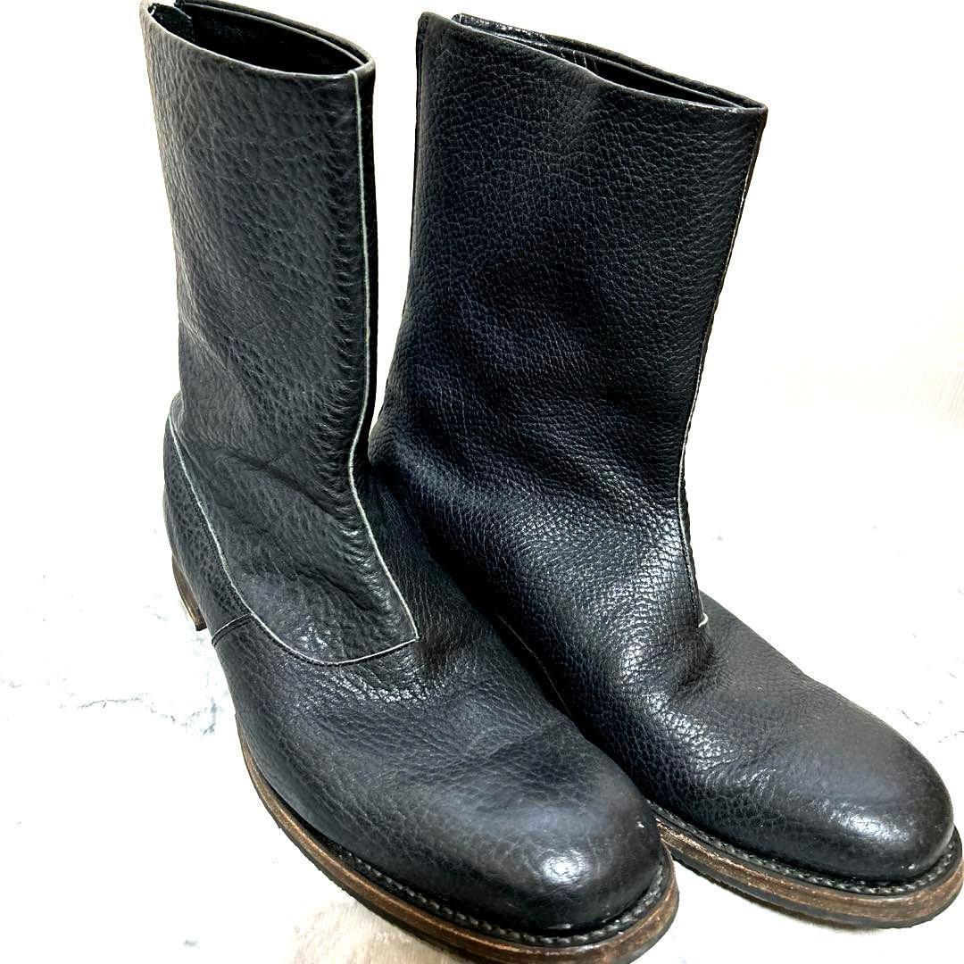 リップヴァンウィンクルブラック黒レザージッパーショートブーツ42(26.5相当)