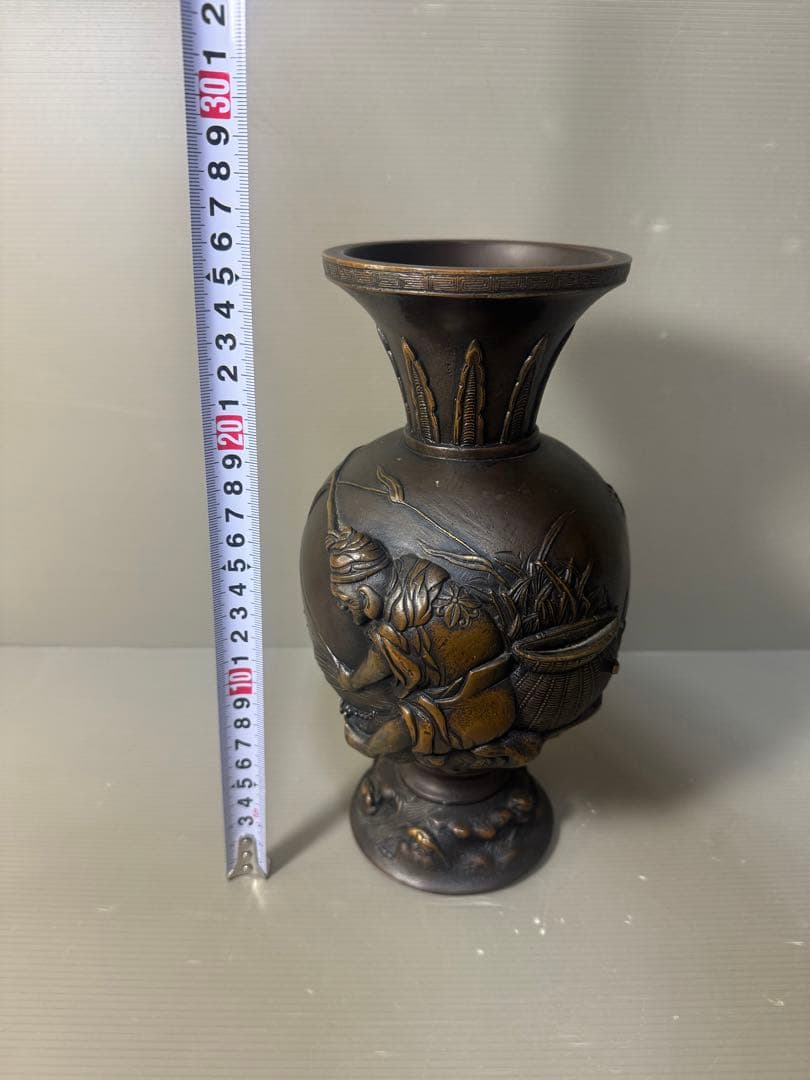 2647 古銅　エビス　花瓶　時代物