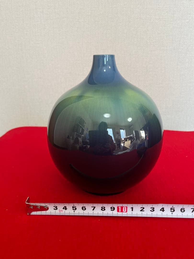 人間国宝 柳雨軒 三代 徳田八十吉 碧明釉 壺 約16.3cm 管理T303